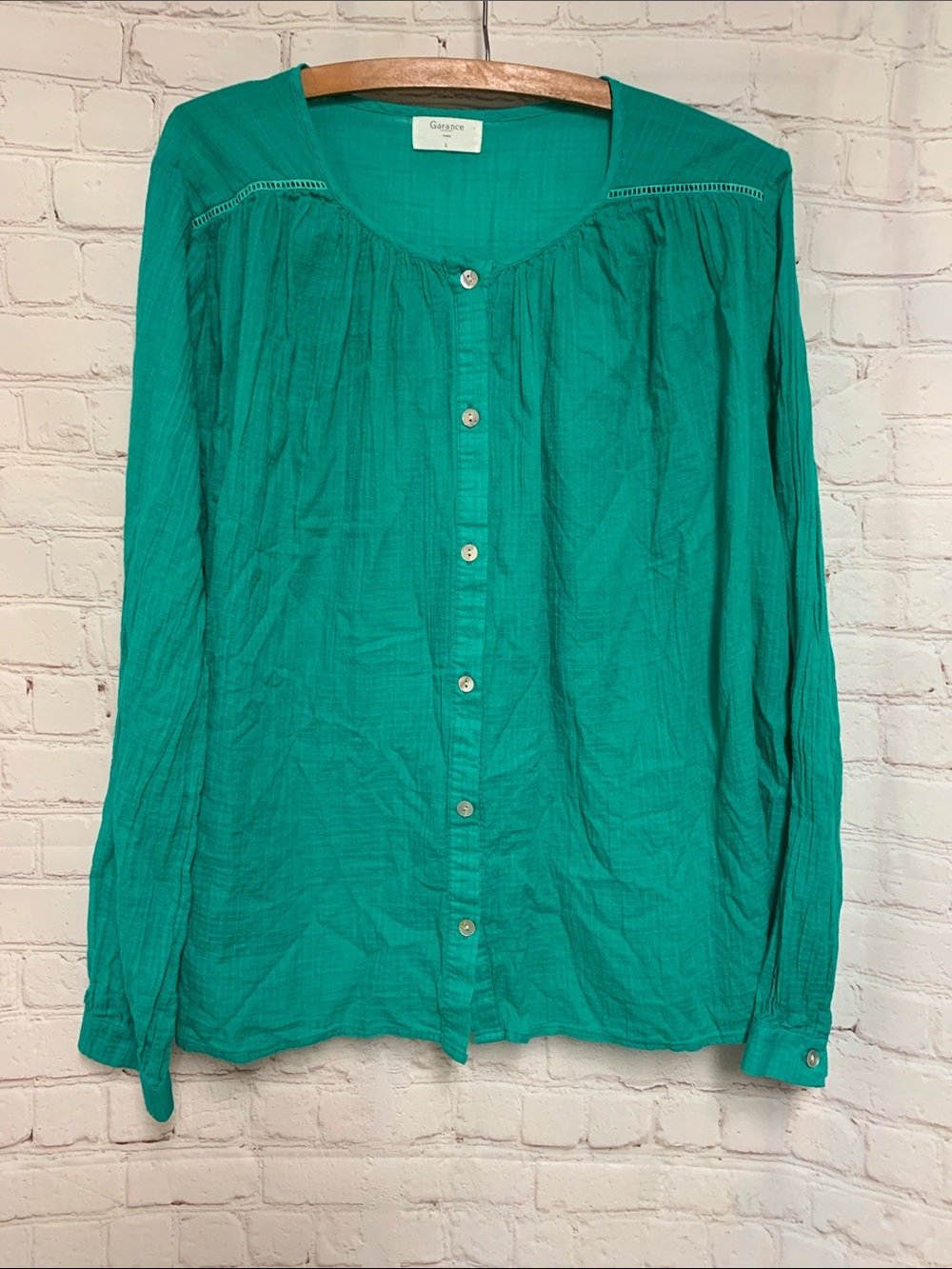 Garance Paris  Emerald Green Cotton Top Size L